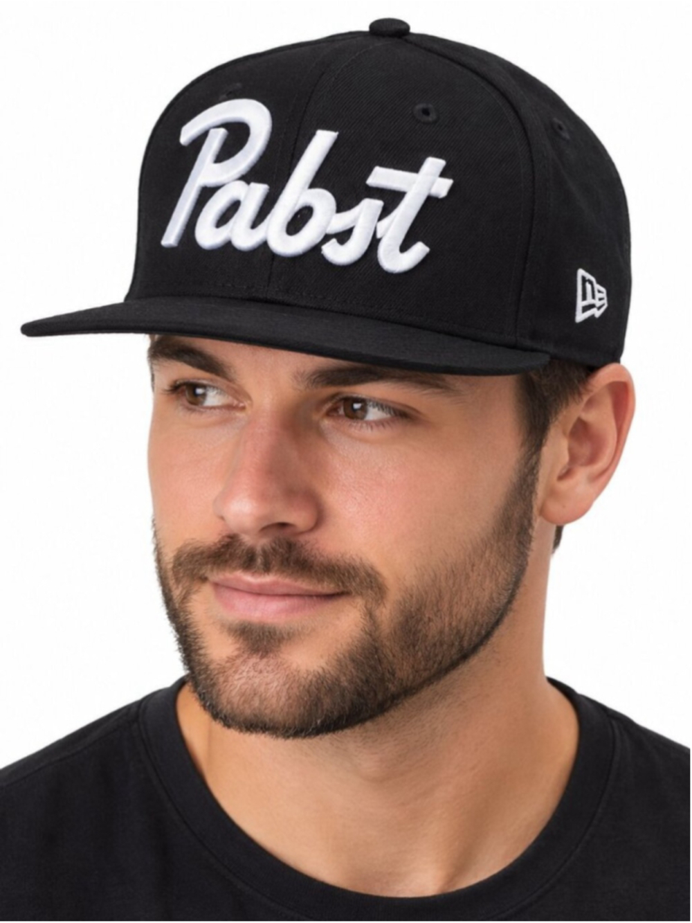 NEW ERA Pabst 9Fifty Hat Cap Black White OSFA Snapback Flat Brim PBR Blue Ribbon